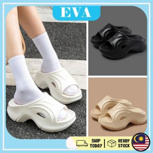 READY STOCK 6cm EVA Sandals High Shoes Slipper Anti Slip Women Sandals Selipar Kasut Perempuan Tinggi Wanita Kasual Bertumit