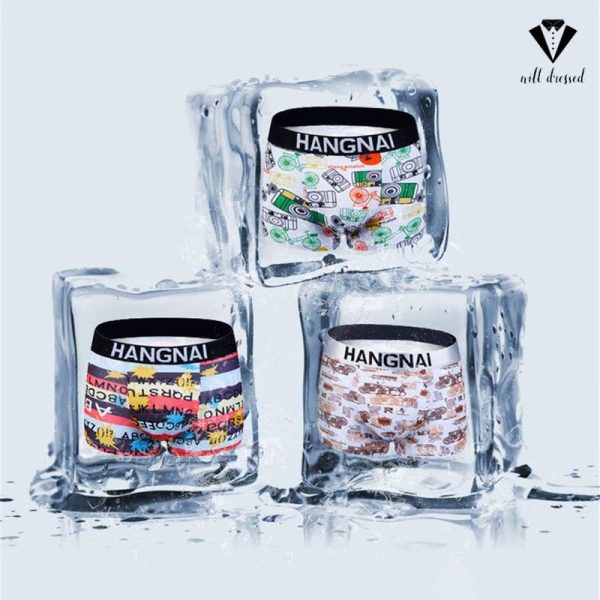Seluar Boxer Lelaki, Bahan Sutera Ais, Sangat Nipis, Lembut dan Bernafas, Seluar Dalam Sutera Sejuk Ais, Selangkangan Elastik, Sesuai untuk Remaja, Seluar Dalam Boxer