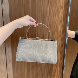 Beg Tangan Berlipat, Berkilat dan Baru, Kapasiti Besar, Fesyen, Ringkas dan Elegan, Kasual dan Serba guna, Niche Mewah, Beg Hadiah Malam Puteri Silang Badan