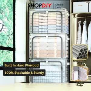 SHOPDIY Transparent Foldable Storage Box Clothes Organizer Clothes Storage Oxford Storage Box Storage Organizers Storage Box Orange Orange pakaian Stackable Supplies