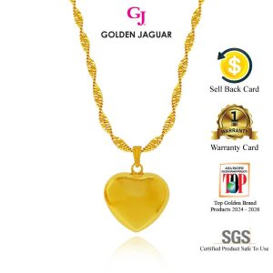 Emas Jaguar (9.51 g) GJ Gold Plated Rantai Leher Necklace Gila Gila 50CM + Loket Love Gemuk M (456500301+LGM75616)