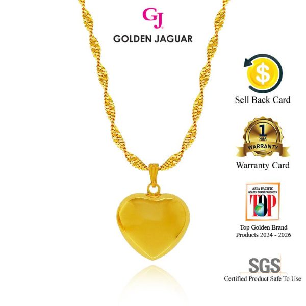 Emas Jaguar (9.51 g) GJ Gold Plated Rantai Leher Necklace Gila Gila 50CM + Loket Love Gemuk M (456500301+LGM75616)