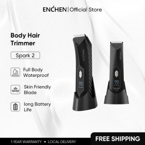 【COD】Enchen Spark 2 Body Hair Trimmer Electric Trimmer Skin-safe Blade 100% Waterproof With Digital Display Screen