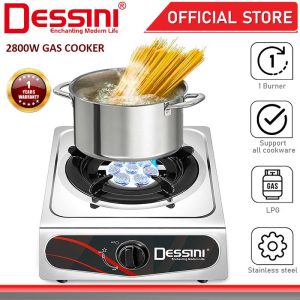 DESSINI ITALY Auto Ignition 8 Jet Gas Cooker Propane LPG Hob Burner Cooktop Tabletop Stainless Steel Stove Dapur Gas