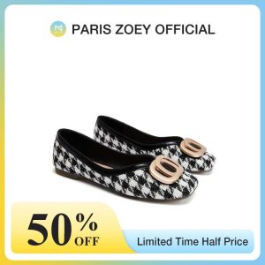 （Ramadan Express Delivery Normal）Paris Zoey Lucie Falt Women Shoes Black and white stripes Yoga kasut hitam bertumit plus size naik flatshoes Putih Cartoon PZX2823201