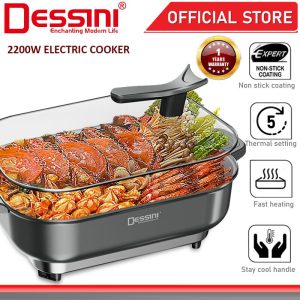 DESSINI ITALY Electric Cooker Steamboat Hot Pot Casserole Non Stick Frying Wok Pan Rice Cooker Periuk Masak Elektrik