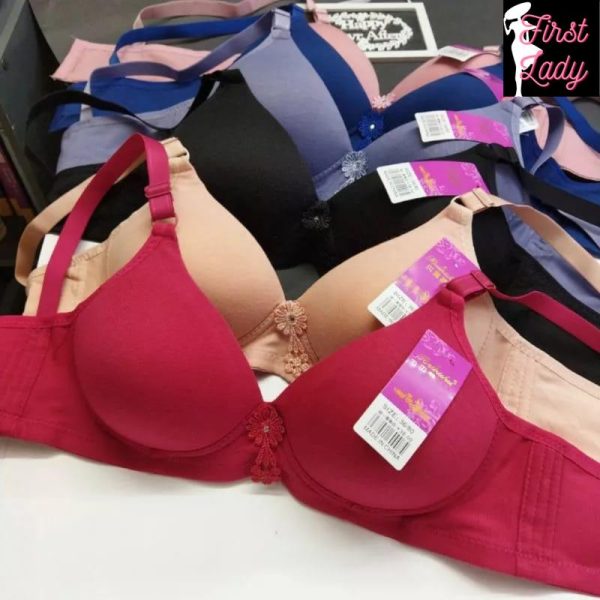 Bras Women No Wire Cotton Bra Wireless Bra 36-42 Cup B Full Coverage Plain Design Baju Dalam Wanita Tanpa Wayar Underwear
