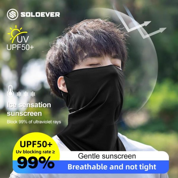 SOLOEVER UPF50+ Fishing Cycling Sunshade Outdoor Headscarf Half Face Mask CS Neck Warmer Headgear Sports Sukan Microfiber