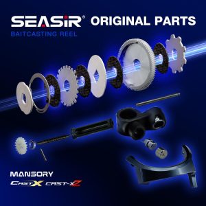 Kekili Baitcasting, SEASIR, Bahagian Asal, Hanya untuk Cast x Cast x2, Pencuci Gentian Karbon Mansori, Drag Clicker, Gear Aluminium, Pendakap Gear Loyang, Galas, Outlet Talian Cacing