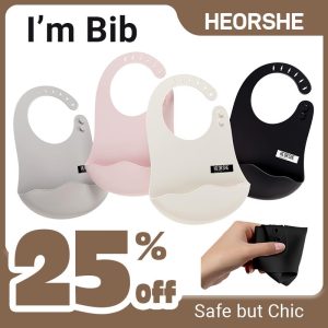 Set Bib Silikon Bayi, untuk Kanak-kanak Kecil, Gred Makanan, Kalis Air, Boleh Dipakai, Lembut, Pelbagai Warna, 2023 [HEORSHE]