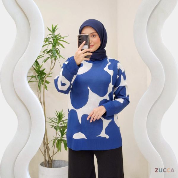 ZUCCA FAUZIAH WANITA FLORAL PRINT KNIT COTTON SHIRT - DM191 KOREAN STYLE Cotton Wanita Cotton Wanita