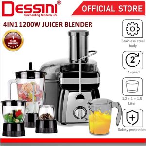 DESSINI ITALY 4 IN 1 Stainless Steel Blender Grinder Chopper Mixer Miller Juicer Extractor Smoothie Ice Crusher Pengisar