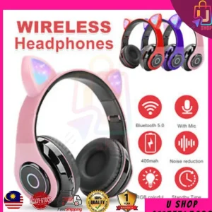 USHOP123 CAT-EAR HEADPHONE CIRCLE WIRELESS BLUETOOTH HEADPHONE Audio Earphones