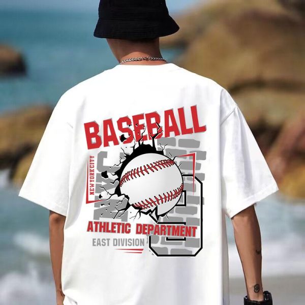 SATU ultrathin baju kurung Creative Short sleeved T-shirt Cartoon Pattern Customized Baseball Men's and Women's Letter Printing Loose Summer Trend tom jerry shirt sza shirt baju rxz geng geng tshirt Lengan printed shirt shirt lima 2025