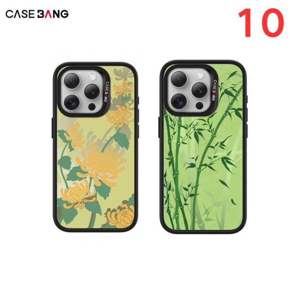 Sarung Telefon, CASEBANG, Reka Bentuk Bunga, Serasi dengan iPhone 13-15, dengan Penutup Belakang Boleh Tanggal, Serasi dengan Magsafe