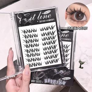 Bulu Mata Palsu Tanpa Gam, Gaya Kucing Beruang Gege, Lentik Alamiah, Bebas Belah, Untuk Wanita, Bulu Mata Atas Simulasi Pasukan Eyelashes Makeup