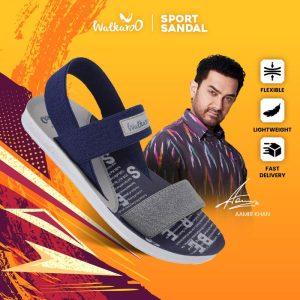 Walkaroo Sandal Sukan Lelaki Lightweight Sports & Outdoor/ Sandal Kasual/ Selipar Lelaki Viral/ Velcro Strap/ PU Sole/ Ringan/ Kalis Air/ Anti-licin (WG8408 - Red Blue)