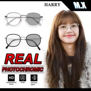 Cermin Mata Photochromic, Cermin Mata Hitam MX STUDIO MX-HARRY, Untuk Lelaki dan Wanita, Cermin Mata Hitam, Perubahan Cahaya Warna, Anti-UV, Gaya Lelaki Clubmaster, Sesuai untuk Cermin Mata,