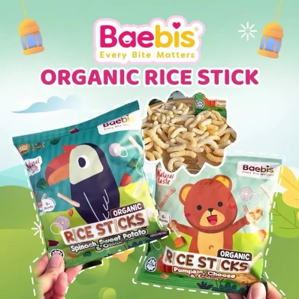 Baebis Rice Stick ( spinach, sweet potato & onion | pumpkin,cheese & onion)