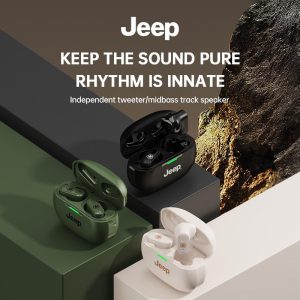 Alat Dengar Bluetooth Tanpa Wayar, JEEP EW011, Panggilan HD, Kalis Peluh dan Kalis Air IPX5, Penghantaran Bluetooth 5.3 Cepat dan Stabil, Selesa dan Stabil untuk Dipakai. Pemegang Pendek, Reka Bentuk Unik, Ringan dan Selesa Audio Earphones Mic