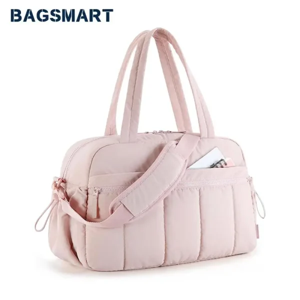 Beg Sandang Perjalanan, BAGSMART, Beg Gim untuk Wanita, dengan Poket Basah, Beg Hujung Minggu Bawa, Tahan Air, Sesuai untuk Senaman dan Gim Sukan, Warna Beige Ransel Travel