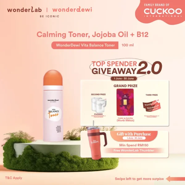 WonderDewi Vita Balance Toner | Skin Immunirty | Vitamin B12 & B5 | Jojoba Oil | ALL-In-1 Toner Mist | Balance, Hydration & Soothing | Minimize Pores | Calming, Smooth & Supple | Soothe Redness & Irritation 100ml