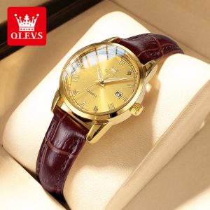 OLEVS Jam Analog Tangan Perempuan Wanita Original Watch Women Waterproof Quartz Leather Water Resistant Luminous Watches with Luxury Box New 6896