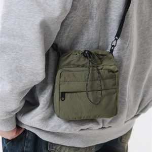 Beg Anduh Lelaki, Ulzzang Fesyen Korea, Gaya Ins dan Jepun, Ringkas dan Ringan, Diperbuat daripada Nilon, Beg Bahu, Beg Selempang, Beg Baldi, Untuk Lelaki Sandang Crossbody Bags