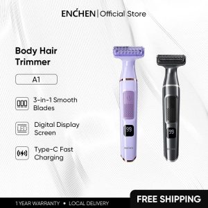 【NEW】Enchen A1 Epilator Women Man Electric Hair Removal 3-IN-1 Smooth Blades Dry and Wet Use Body Hair Trimmer Shaver