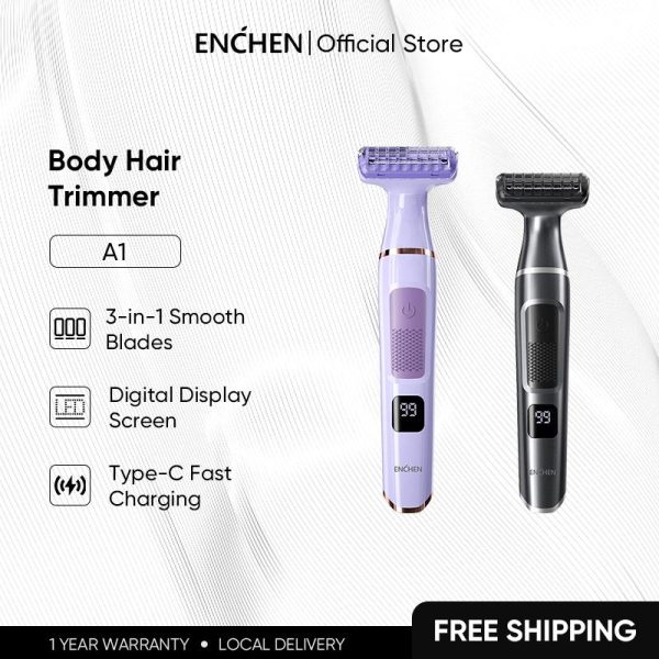 【NEW】Enchen A1 Epilator Women Man Electric Hair Removal 3-IN-1 Smooth Blades Dry and Wet Use Body Hair Trimmer Shaver