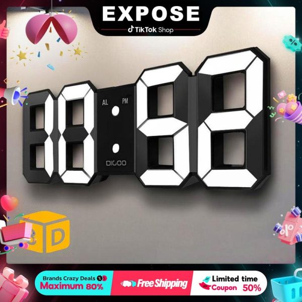 【Pre-sale】3D LED Digital Clock Alarm Wall Table Desk Temperature Night Mode Home Office Jam Meja Dinding