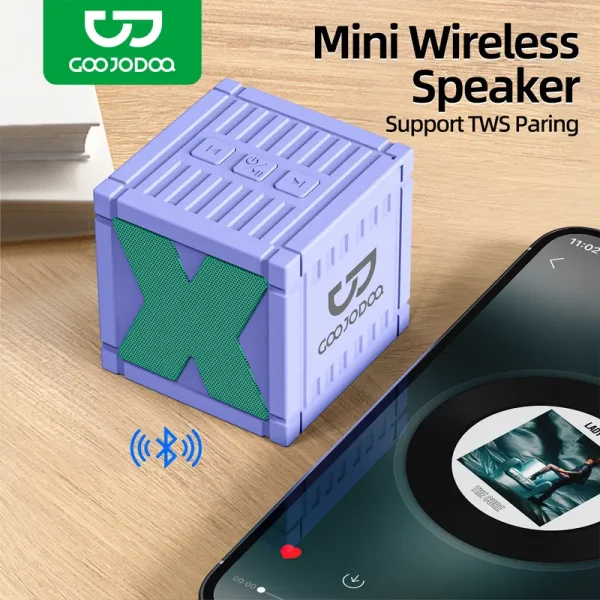 GOOJODOQ Mini Wireless Speaker | Support TWS Pairing Bluetooth 5.0 10M Coverage | Compatible with Laptop Phone Tablet Android IOS