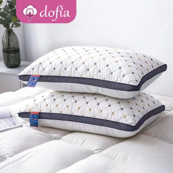 TT【Buy 1 Free 1, Two discount packs】 DOFIA M01 Hotel quality comfort pillow -Embroidered Version Fabric Soft