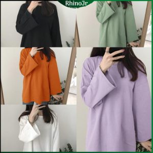 TS30 Rhino Women Long Sleeve Baju T-shirt Lengan Panjang Women Clothes Blouse Loose Clothing Top Shirt