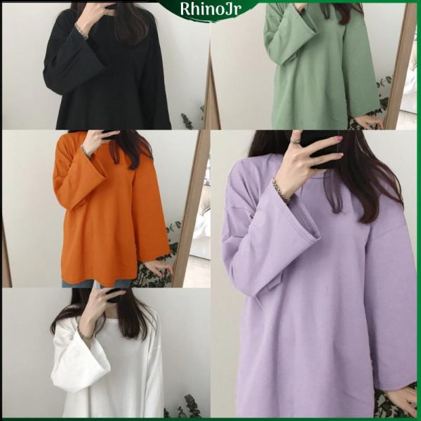 TS30 Rhino Women Long Sleeve Baju T-shirt Lengan Panjang Women Clothes Blouse Loose Clothing Top Shirt