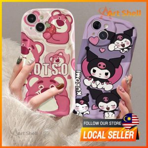 Kumomi and Strawberry Bear Compatible for IPhone 16 15 Plus 11 14 13 12 15 Pro Max XR X XS Max 15 7Plus 8plus Soft glue Case Glossy Protection Mobile