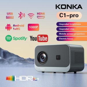 KONKA 4K Projector For Phone HDMI Electric focus Full HD Portable Wireless Projektor C1 Pro Home Theater Proyektor For Laptop projector premium