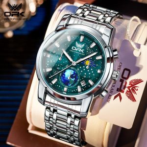 OPK Jam Tangan Lelaki Kalis Air Gaya Fesyen Berkilau 2024 Ketibaan Baru Bercahaya Didatangkan dengan Kotak dan Alat with Luxury Box New Watches 8142 Rotundity Bahan logam dalam stok Banyak warna Pejabat parti pemberian hadiah Garanti 1 tahun