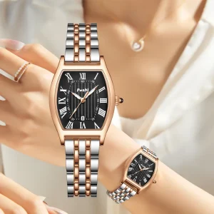 Jam Tangan Kuarza Wanita, POSHI, Fesyen dan Elegan, Gaya Vintaj, Tali Logam, Kalis Air, Jam Tangan Wanita, Mewah