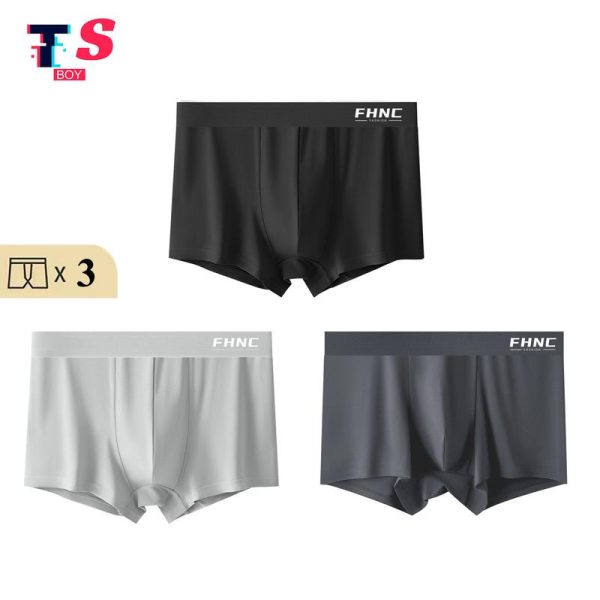 Seluar Dalam Lelaki, FHNC, Bahan Kapas, Lembut dan Bernafas, Seluar Boxer, Selesa Dipakai