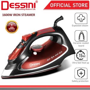 DESSINI ITALY 1600W Electric Ceramic Soleplate Garment Steam Iron Sprayer Steamer Clothes Brush / Seterika Baju