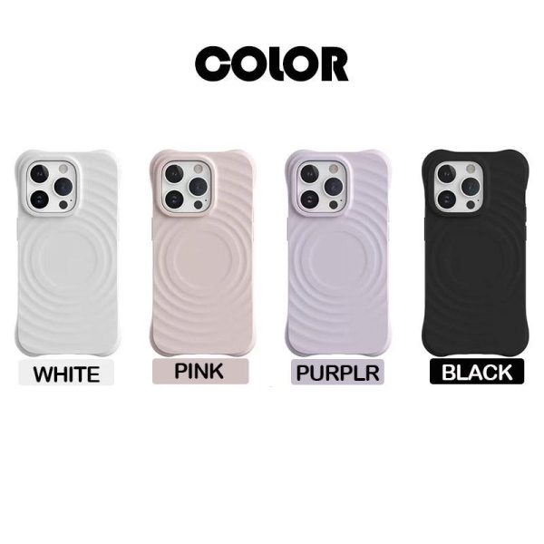 Luxury Quality Magnetic Wave Silicone Phone Case For iPhone 15 14 13 12 11 Pro Max Matte Full Shockproof cover Protection Casing