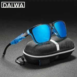 Cermin mata hitam sukan terpolarisasi Dalwa untuk lelaki dan wanita, cermin mata klasik untuk memancing, berbasikal, berlari, golf, motosikal, besbol, Tac, UV400 Biru Outdoor Sports