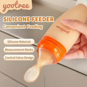 [yootree]BFS01 Pengumpan Silikon Perak Kuku, Alat Makanan Pelengkap Bayi,Bantuan Penyusuan, Sesuai untuk PureeBeras, Sudu Picit Bayi