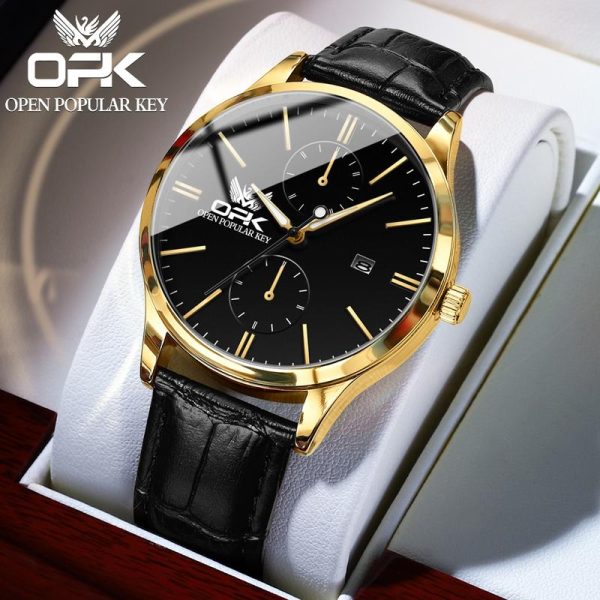 OPK Jam Tangan Lelaki Pria NEW Original Waterproof Quartz Movement Leather Luminous Business Leisure Fashion Men Watch 8159 Rotundity Material logam+kulit dalam stok Warna berbilang Ada kotak Pejabat parti pemberian hadiah Garanti 1 tahun
