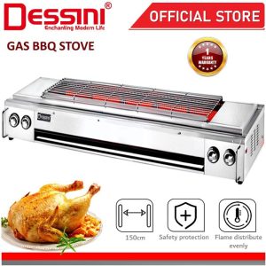 DESSINI ITALY CE Approval 2800Pa Gas BBQ Grill Stove Non Stick Stainless Steel Roast Bake Barbecue Roaster Electric Fan