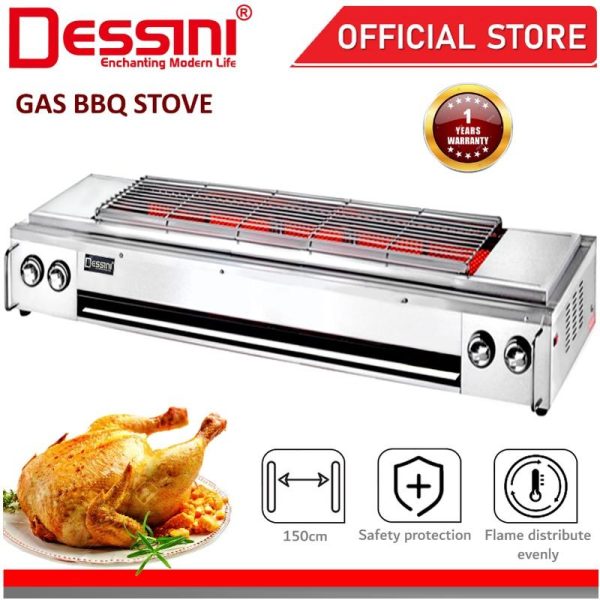 DESSINI ITALY CE Approval 2800Pa Gas BBQ Grill Stove Non Stick Stainless Steel Roast Bake Barbecue Roaster Electric Fan