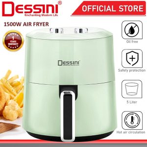 DESSINI ITALY 5L Electric Air Fryer Convection Oven Toaster Timer Oil Free Roaster Breakfast Machine Ketuhar