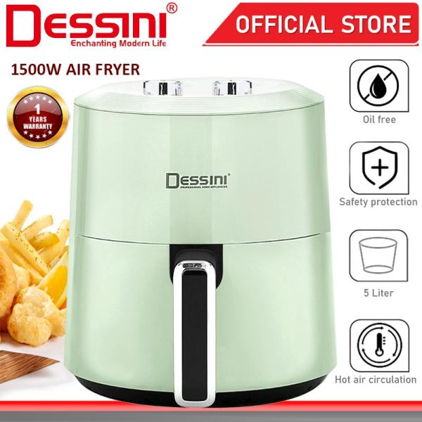 DESSINI ITALY 5L Electric Air Fryer Convection Oven Toaster Timer Oil Free Roaster Breakfast Machine Ketuhar