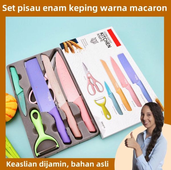 [kitchen cookware set]Papan pencincang isi rumah Jerman pisau dapur enam dalam satu papan pisau tiga keping set makanan tambahan bayi pisau set warna keluli tahan karat
